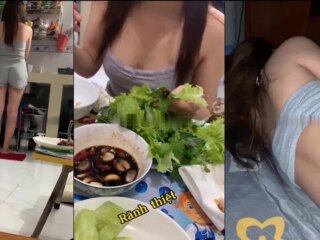 Em sinh viên mời về phòng ăn em